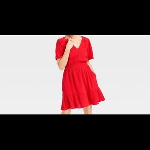 Women's Flutter Short Sleeve Gauze A-Line
Dress - Knox Rose Rebel Red L